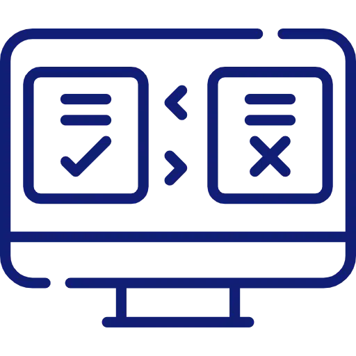failing testing - Incture Technologies On-screen comparison: left panel with a checkmark, right panel with a cross, arrows between them suggesting swap or compare.